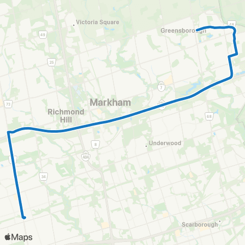 YRT Bur Oak Express map