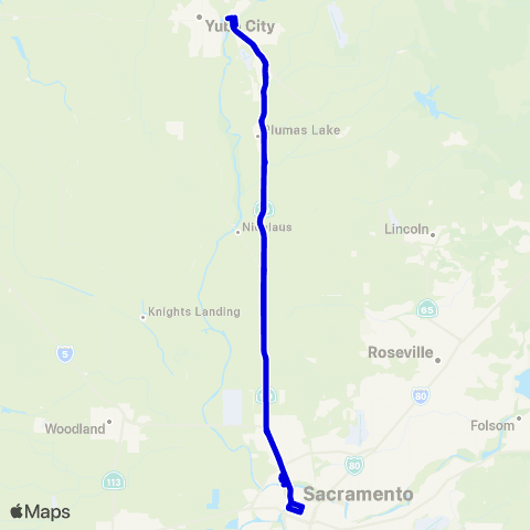 Yuba-Sutter Transit Sacramento Commuter map
