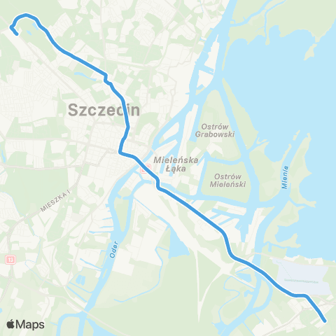 ZDiTM Szczecin Dworzec Niebuszewo - Turkusowa map