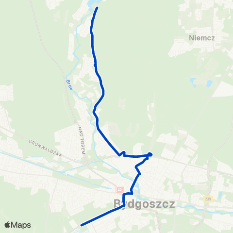 ZDMiKP Bydgoszcz Błonie — Piaski (— Smukała) map