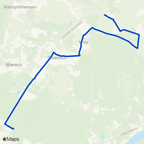 ZDMiKP Bydgoszcz Dworzec Leśne — Niwy — Wilcze map