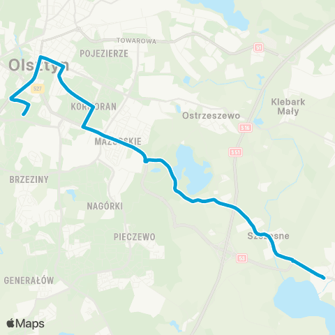 ZDZiT Olsztyn Borkowskiego (Borkowskiego)-Osiedle Mazurskie (Pstrowskiego) map