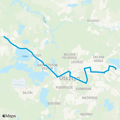 ZDZiT Olsztyn Gutkowo (Słowicza)-Cementowa (Cementowa) map