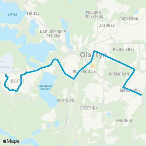 ZDZiT Olsztyn Dajtki (Zbożowa)-Osiedle Mazurskie (Pstrowskiego) map