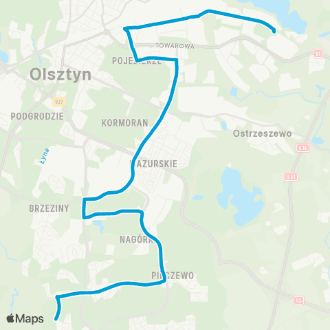 ZDZiT Olsztyn Cementowa (Cementowa)-Bilitewskiego (Popiełuszki) map