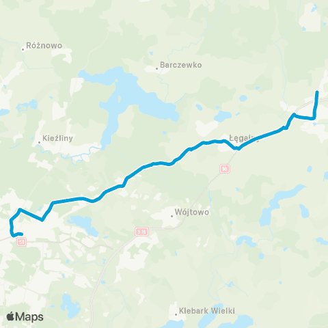 ZDZiT Olsztyn Barczewo (Barczewo)-Dworzec Główny (Partyzantów) map