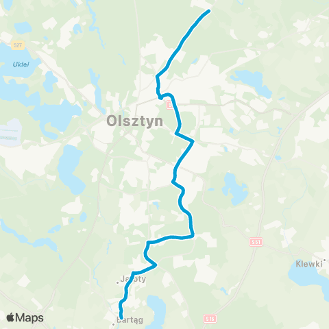 ZDZiT Olsztyn Bartąska-Rondo (Bartąska)-Osiedle Podleśna (Jagiellońska) map