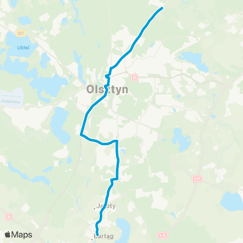 ZDZiT Olsztyn Bartąska-Rondo (Bartąska)-Jagiellońska-Szpital (Jagiellońska) map