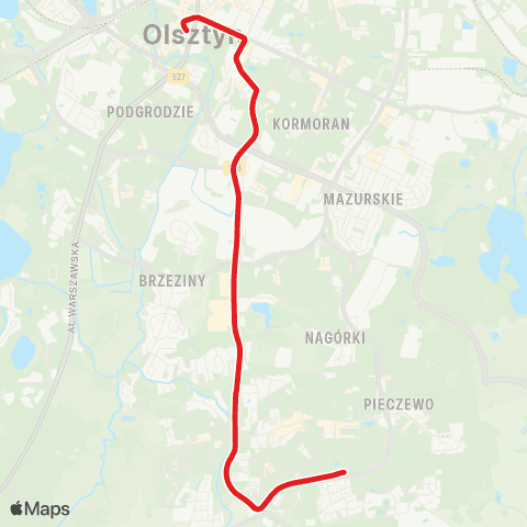 ZDZiT Olsztyn Kanta (Witosa)-Wysoka Brama (pl. Jedności Słowiańskiej) map