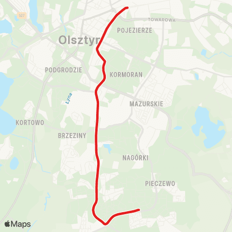 ZDZiT Olsztyn Kanta (Witosa)-Dworzec Główny (pl. Konstytucji 3 Maja) map