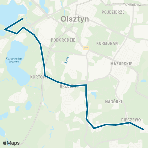 ZDZiT Olsztyn Pieczewo — Plaża Miejska map