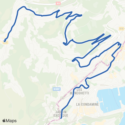 Zest La Turbie Mairie - Stade du Devens - Beausoleil Église - Monaco Gare Pont Ste-Dévôte map