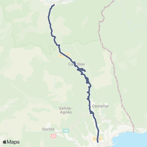 Zest Sospel - Castillon - Monti - Menton Gare rout. map
