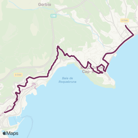 Zest Monaco Ste-Dévôte - Beausoleil Église - Vieux Roquebrune - Carnolès - Menton Gare rout. map