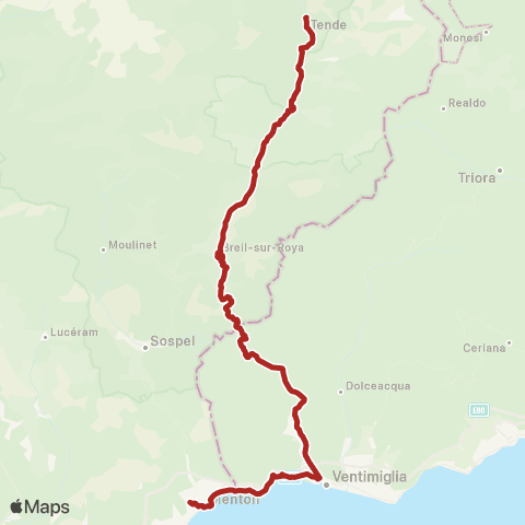 Zest Tende - Breil-s/-Roya - Vintimille - Menton Gare rout. map