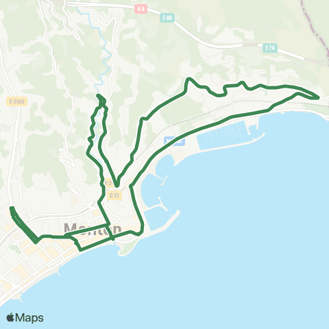 Zest Menton Gare rout. - Trabuquet - St-Louis - Marché - Gare rout. map