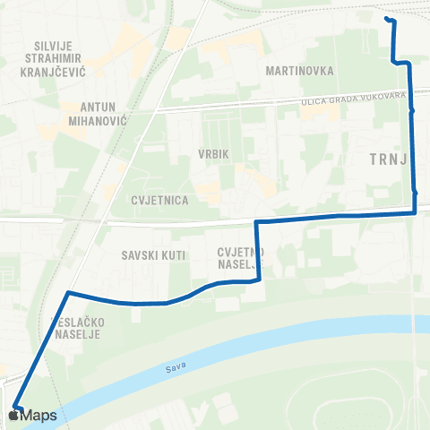 ZET Gl.Kol.-Savski Most map