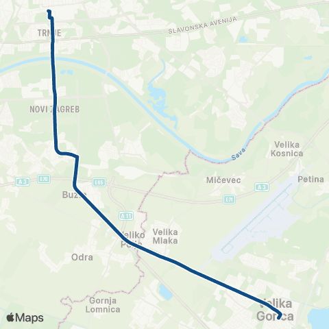 ZET Zag.(Gl.K.)-V.Gorica map