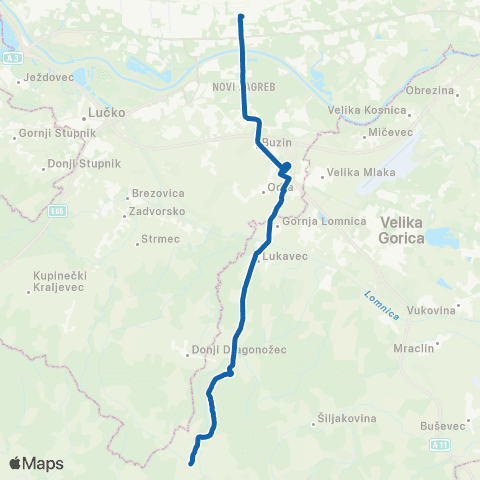 ZET Zg.(Gl.K.)-Vukomerić map