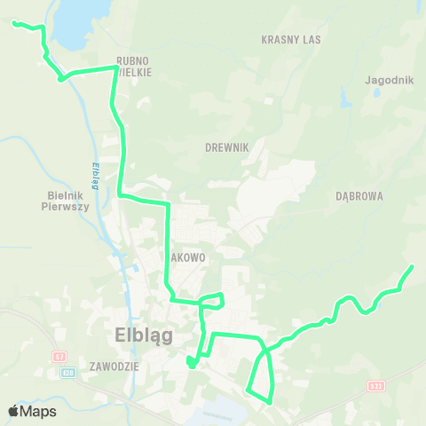 ZKM Elbląg Ogólna - Rubno - Nowakowo map