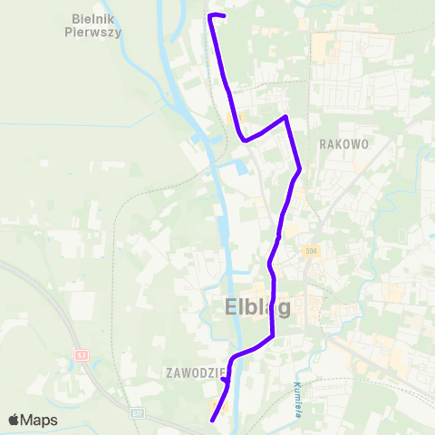 ZKM Elbląg Odrodzenia - Warszawska map