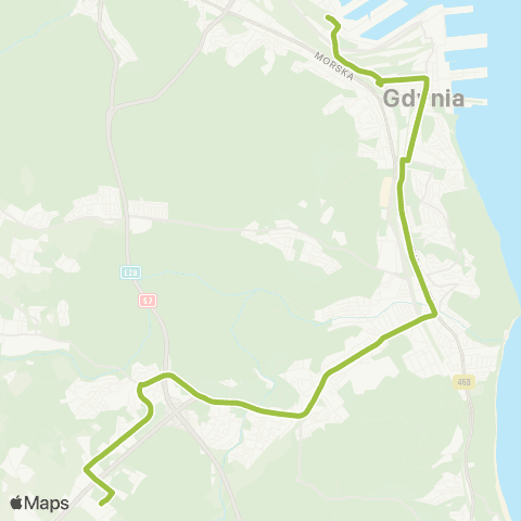 ZKM Gdynia Kacze Buki - Gdynia Dworzec Gł. PKP map