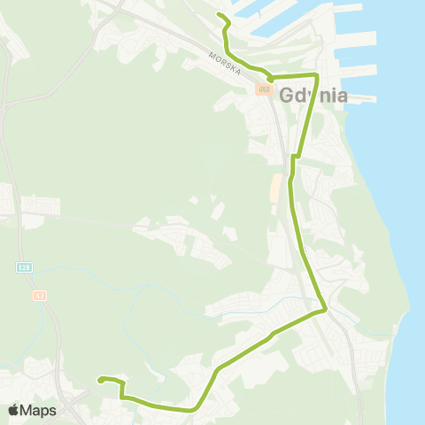 ZKM Gdynia Karwiny Tuwima - Gdynia Dworzec Gł. PKP map