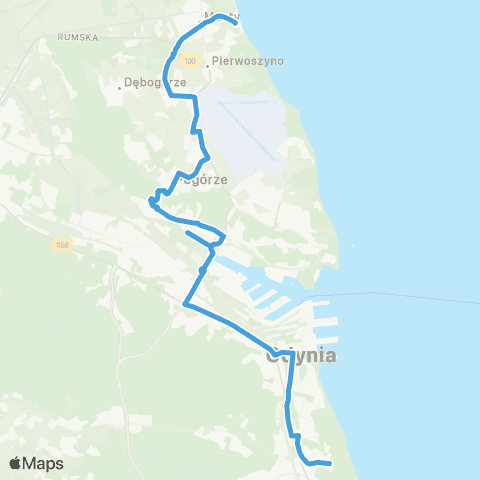 ZKM Gdynia Redłowo Szpital - Mechelinki Przystań map