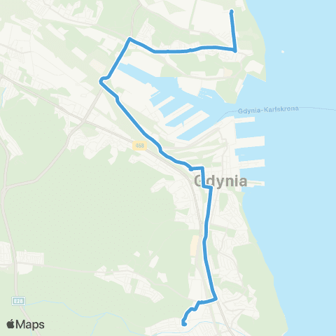 ZKM Gdynia Mały Kack Sandomierska - Oksywie Dickmana map