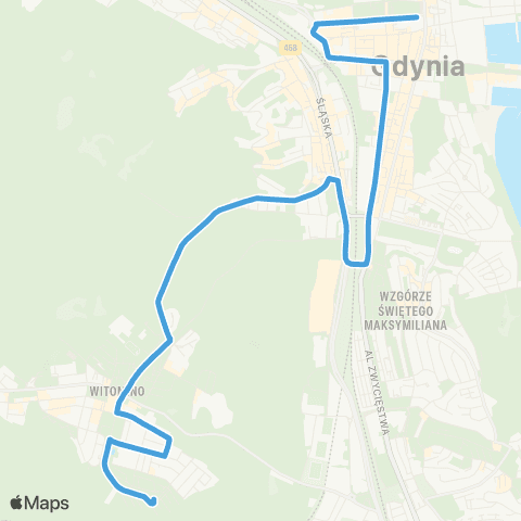 ZKM Gdynia Plac Kaszubski - Witomino Leśniczówka map