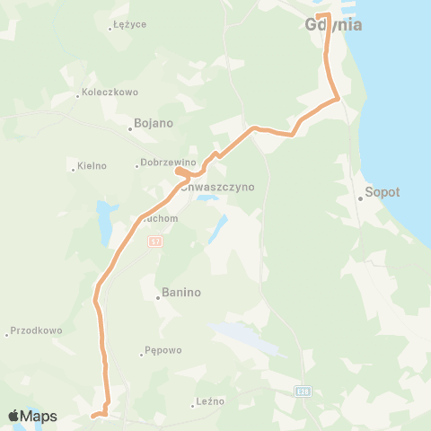 ZKM Gdynia Żukowo - Urząd Gminy - Gdynia Dworzec Gł. PKP map