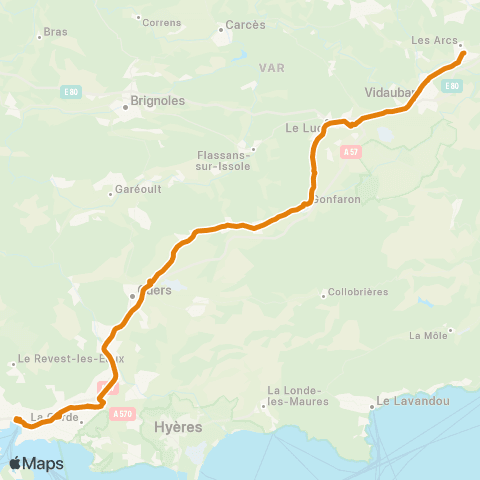 Zou - Réseau proximité Les Arcs - Toulon map