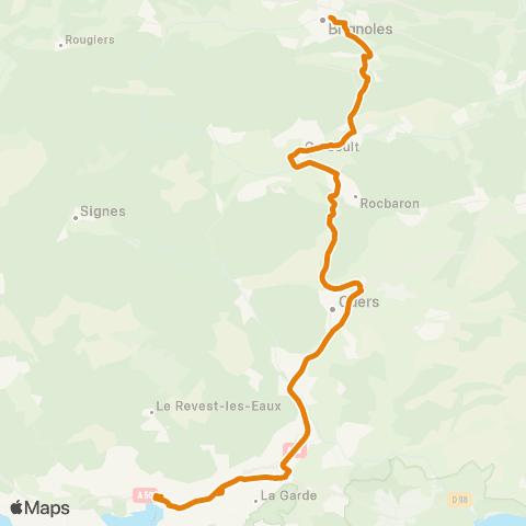 Zou - Réseau proximité Brignoles - Toulon map