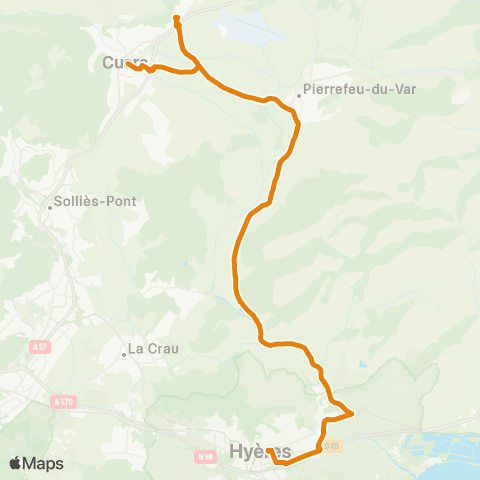 Zou - Réseau proximité Cuers - Hyeres map