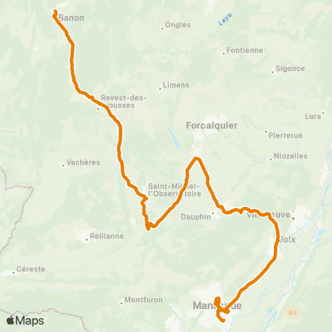 Zou - Réseau proximité Banon - Manosque map
