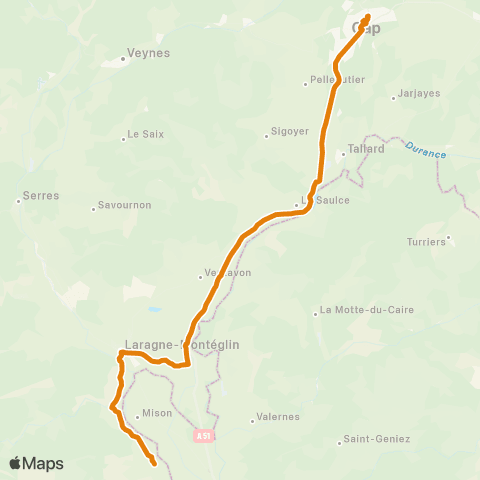 Zou - Réseau proximité Ribiers-Laragne-le Poet-Gap map