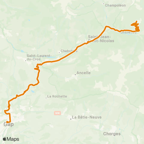 Zou - Réseau proximité Orcieres-Gap map