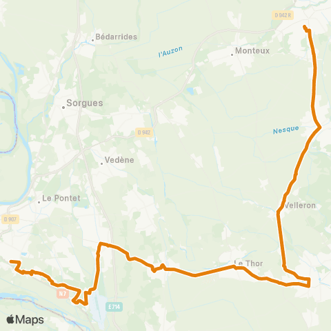 Zou - Réseau proximité Carpentras - Avignon - Agroparc map