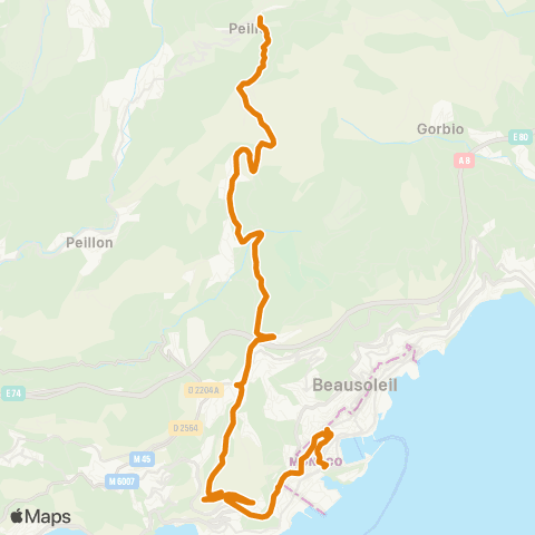 Zou - Réseau proximité Peille - la Turbie - Monaco map