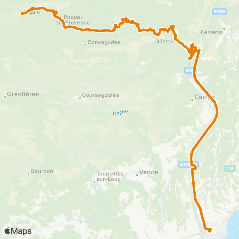 Zou - Réseau proximité Nice - Sigale map