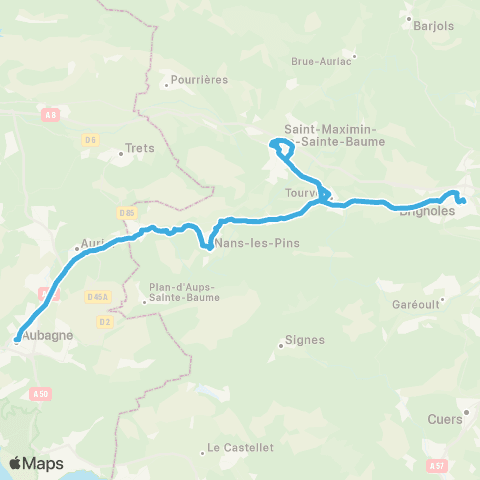 Zou Réseau express Brignoles - Aubagne map
