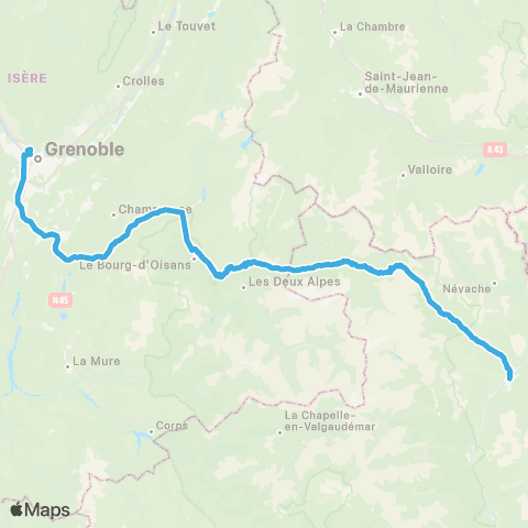 Zou Réseau express Briancon - Grenoble via Serre Chevalier map