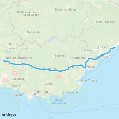 Zou Réseau express Nice - Aix-en-Provence map