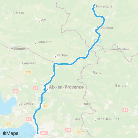 Zou Réseau express Marseille - Forcalquier via Manosque map