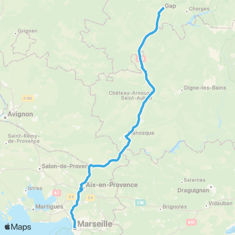 Zou Réseau express Briancon - Gap - Marseille map