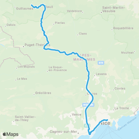 Zou Réseau express Nice - Valberg - Resa Ski map