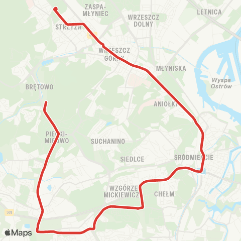 ZTM Gdańsk Powstańców Warszawskich 90-Brętowo PKM 2 map