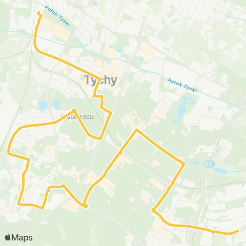 Zarząd Transportu Metropolitalnego GZM Tychy szpital Wojewódzki - Tychy dworzec PKP map