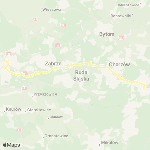 Zarząd Transportu Metropolitalnego GZM Gliwice centrum przesiadkowe - Katowice Mickiewicza map