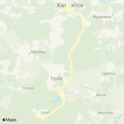 Zarząd Transportu Metropolitalnego GZM Kobiór centrum - Katowice Sądowa map